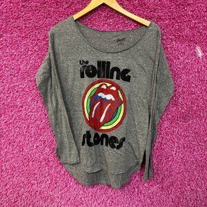 The Rolling Stones Hot Lips Rock Long Sleeve Scoopneck Top M
